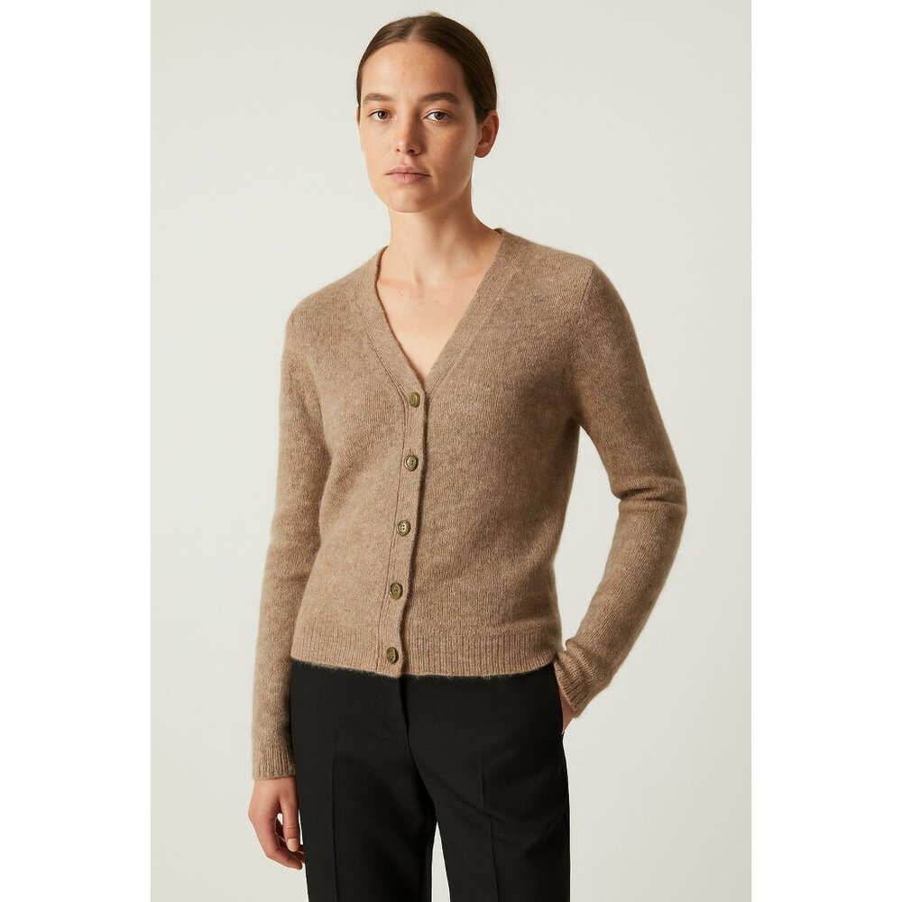 COS Womens Cardigan wool alpaca in Heathered Camel Size S